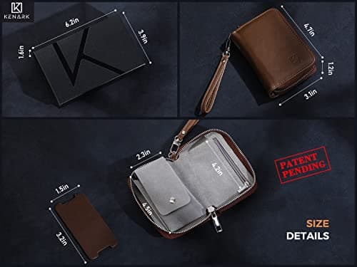 KENARK Luxury KW6M PLUS Watch Case Travel Watch Case for 3 Watches - Watch Roll for Anti-scratching - Luxury Watch Box - Watch Storage Roll (Brown Pouch)