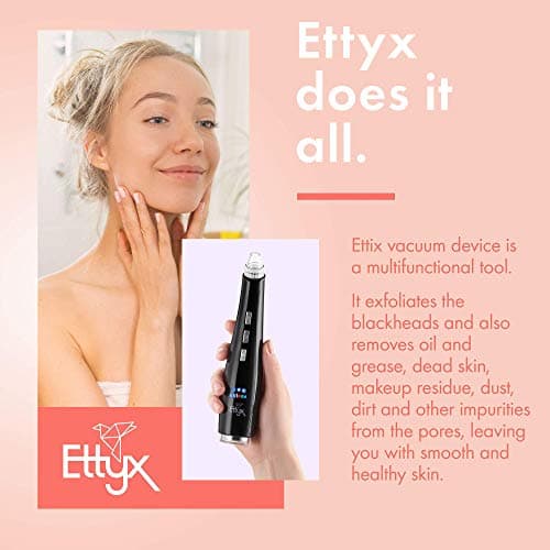 Multi-Functional Pore Vacuum Facial Skin Care Tool – Blackhead Remover & Light Therapy for Acne Scars, Discoloration, & Anti Aging – Rechargeable Face Suction Pore Cleanser Extractor Tool by EttyX