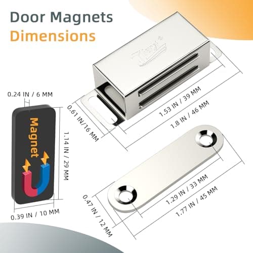 Jiayi 12 Pack Magnetic Door Catch Small Cupboard Door Magnets Drawer Magnet Stainless Steel Cabinet Door Magnet Latch, Wardrobe Magnet Door Catch for Kitchen Closet Furniture Magnets Door Closure