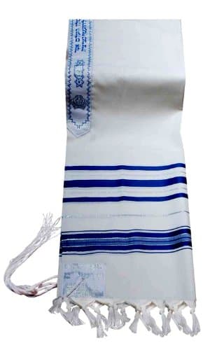 Talitania Blue & Silver Tallit Prayer Shawl, 24x 72 -Inch