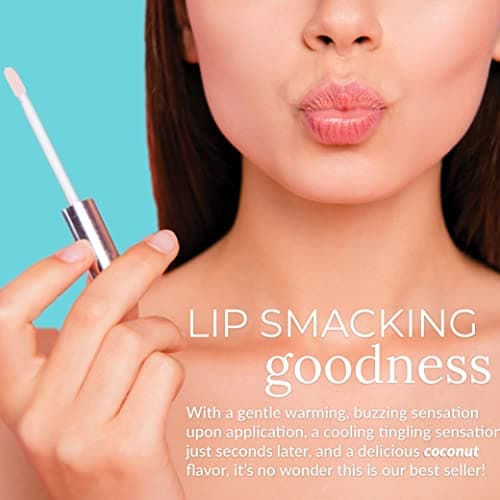 EXSENS Coconut Hot Kiss Lip Gloss, Use for a Warm Buzzing and Cool Tingling Sensation, Coconut Flavored, for Women, Men and Couples, 7 ml (0.24 fl. oz), 1 count