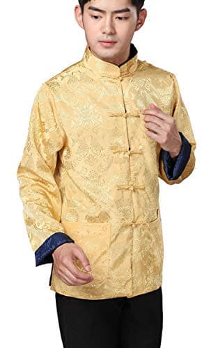 Chinese Traditional Tai Chi Uniform Long Sleeve Top Kungfu Shirt Tang Suit for Men