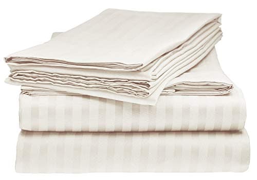 Elegante 1800 Premier Series Striped 4pc Queen Bed Sheet Set, Ivory