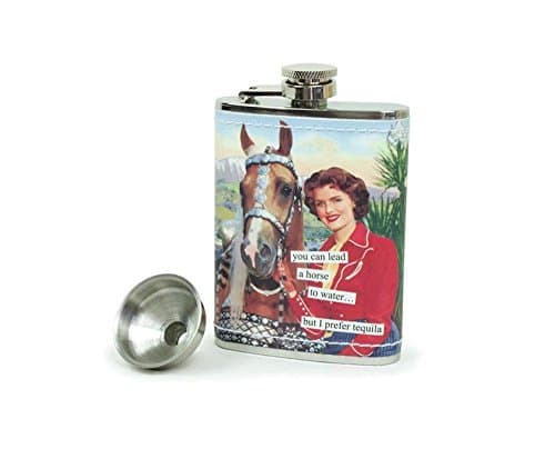 Anne Taintor Stainless Steel Hip Flask With Funnel - I Prefer Tequila