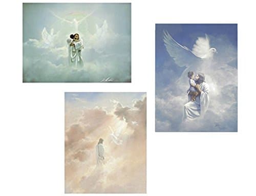 3 Christian 8x10 Art Prints Jesus and Angels in Heaven Passion of Christ