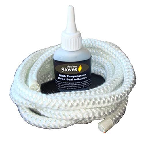 Stove Rope 10mm 3 Metres Long & Advanced Formula Hi Temp Adhesive Glue Stove Repair Kit
