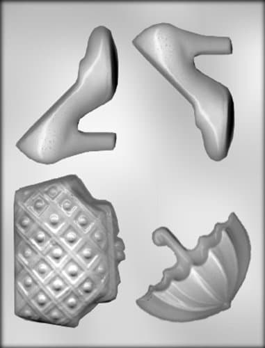 CK Products 3-D Shoe, Purse, and Umbrella Chocolate Mold