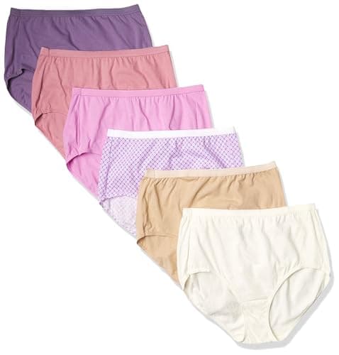 Hanes Women's Underwear Briefs Pack, 6-pack, Cotton Brief Panties for Women, Moisture-wicking (Plus Size) Briefs (pack of 6)