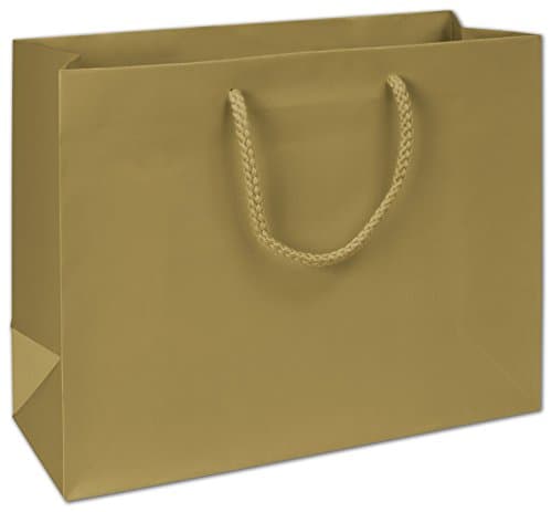 Solid Euro-Shoppers - Premium Gold Matte Euro-Shoppers, 13 x 5 x 10" (100 Bags) - BOWS-244M-130510-15