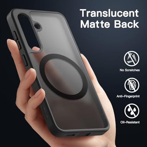 - JETech Magnetic Cover Case for Samsung Galaxy S24 Plus 5G, Compatible With Magsafe, Translucent Matte Back Shockproof Case Phone Cover (Black)