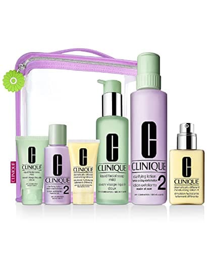 Clinique 6Piece Skin Care Set Facial Soad+Clarifying Lotion 2 + Oil Free Gel, Multi color, Moisturizing, 31.4 Fl Oz