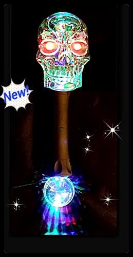 Light Up Flashing Skull Wand With Prism Ball (Fun for kids with autism too)