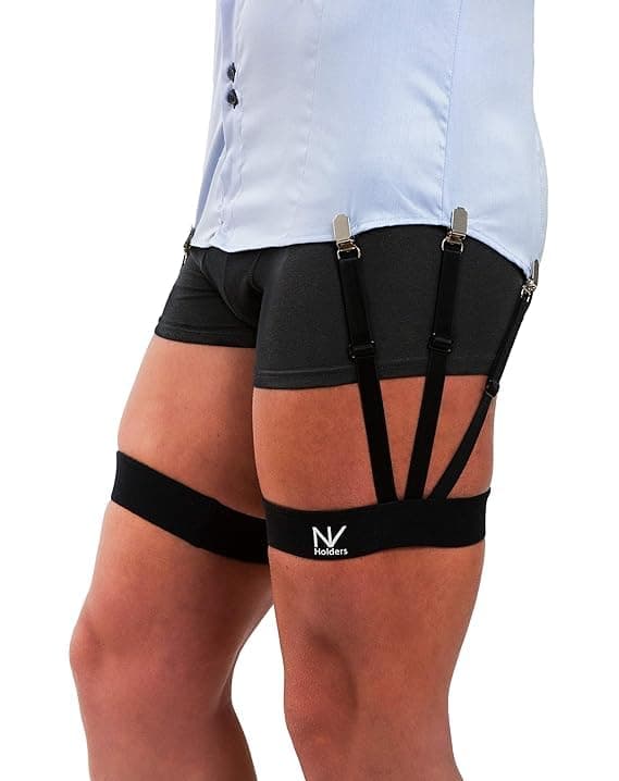 NV Holders Improved 2.0, with improved clasps; premium shirt stays, shirt holders, shirt garters, shirt tuckers for men