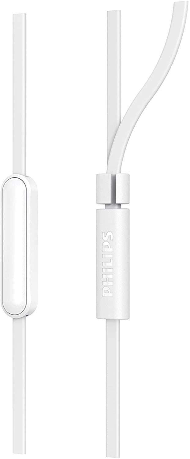 Philips In-Ear Headphones E1105WT/00 With In-Line Remote Control (8.6-Mm Neodymium Drivers, Powerful Bass, Clear Sound, Comfortable Fit) White – 2020/2021 Model