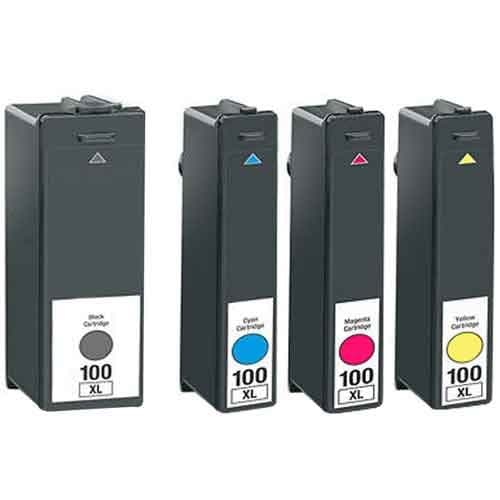 4PK 100XL Com Ink Cartridge - (color: 1x Black, 1x Cyan, 1x Magenta, 1x Yellow) Printer Ink Cartridge Compatible with LEXMARK S305 S405 S505 S605 S815 S816 / Pro205 Pro2705 Pro805 Pro905 Pro90