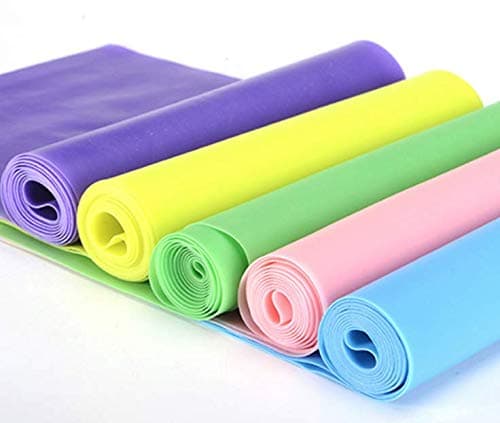 jiele Resistance Exercise Band Fitness Elastic Stretch Bands for Yoga,Pilates,Strength Training or Physical Therapy（Pink,Blue,Green,Light yellow，Purple） (Multicolor)