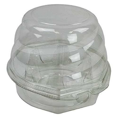 Sabert Clear Hinged Cupcake Container, Single 3" Jumbo Cupcake, Clear Dome Lid, Locking Lid, Recyclable, Durable, 270 Count