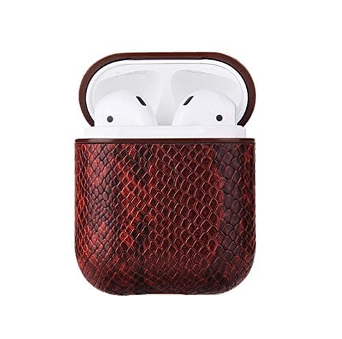 Leather Case Compatible for Apple Airpods, Airpod Skin Case with Keychain,Protective Earbuds Case for Airpods (Brown)