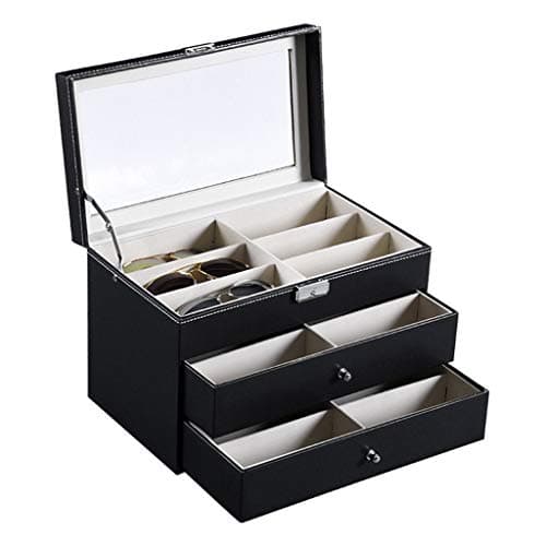 Sunglasses Organizer - 18 Slots 3 Layer Eyeglass Sunglass Storage Box with 2 Drawer Portable Elegant Glasses Display Case Holder Collector for Women Men, Shipping from CA. or NJ.