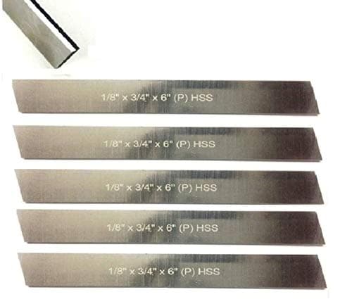 Set of 5 HSS Trapezoid Blades 1/8"x 3/4" (Wide) x 6" (Long) for Lathe Parting Cut off & Tool Holders-Hard & Ground