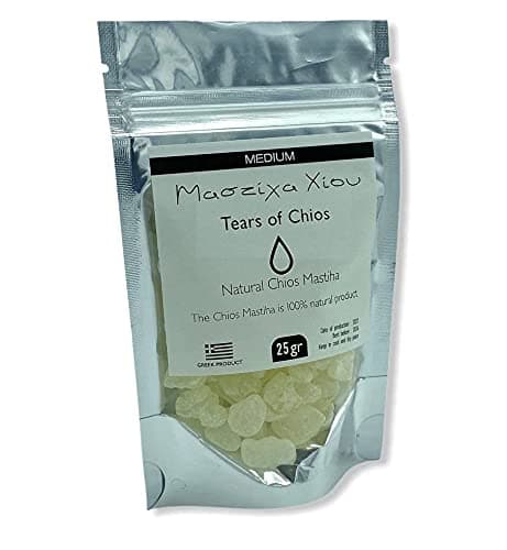 Chios Mastiha Pack 25gr (0.88oz) Μedium Tears,100% Natural Mastic Gum,Resin Of Mastiha Tree,From Real Mastic Growers