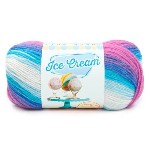 Lion Brand Yarn Ice Cream, DK Weight Acrylic Blend Yarn for Knitting, Crochet, and Crafts, Moon Mist, 1 Pack