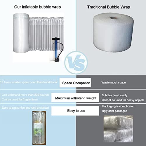 ProtectaBubble 300mm x 45m Inflatable Air Column Bubble Wrap - Essential for Moving, Packing & Shipping, Free Pump