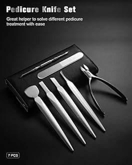 FERYES Pedicure Knife Ingrown Toenail Kit, 7 PCS Professional Pedicure Tool Toenail Grooming Kit, Top Notch Foot Blade, Super Sharp Toenail Clippers (Leather case included)