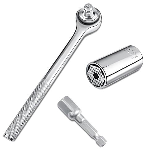 AONESY 3pcs Universal Socket Wrench Set, 1-3/4" Multi Function Magic Spanner Hand Tools Handle Repair Kit Power Drill Adapter