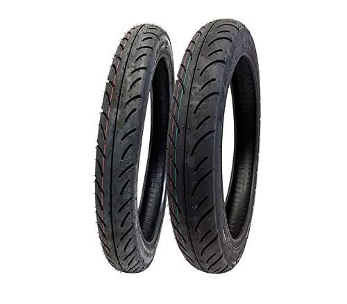 MMG Tire Set: Front 2.50-16 and Rear 2.75-16 (P83) for Motorcycles Scooters Performance Street Tread - Rim 16 Inches