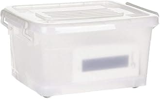 Now & Zen Multipurpose stackable plastic storage container box with wheel, lid & handle for cloth, rice, books, toys, flour, liquid - 15L