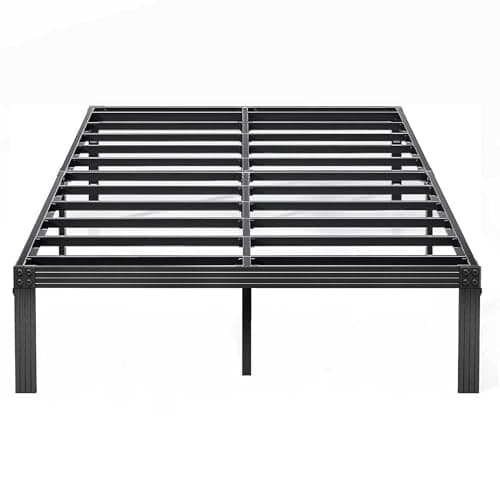 ZIYOO Queen Size Bed Frame, 14 Inches Platform Bed Frame, 3500lbs Heavy Duty Steel Slat, Non-Slip Design, No Box Spring Needed, Easy Assembly, Quiet Noise Free, Under Bed Storage Space, Black