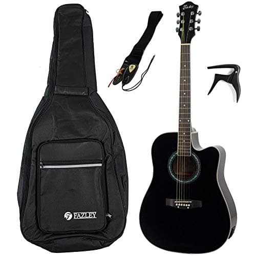 Fazley FE118CBK Electro-Acoustic Steel-String Guitar + Gig Bag, Strap and Capo