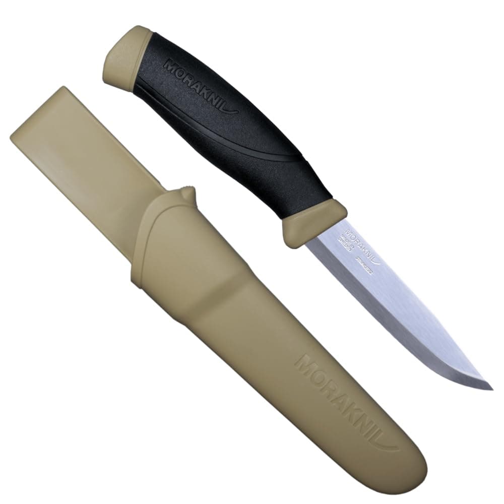 Morakniv M-13216 Companion Fixed Blade Outdoor Knife with Sandvik Stainless Steel Blade, 4.1-Inch, Desert Tan