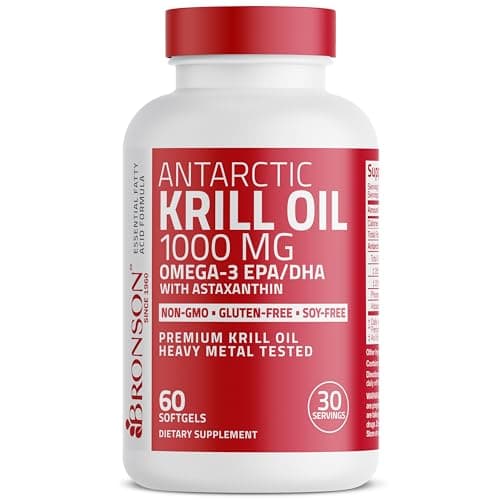 Bronson Antarctic Krill Oil 1000 mg with Astaxanthin, 60 Softgels