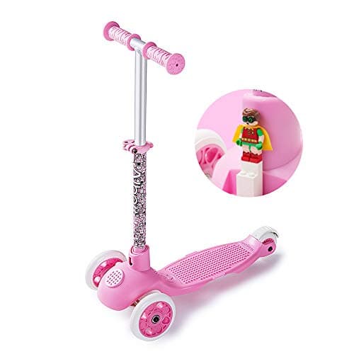 Albott Scooter for Kids - Blocks Toy Scooter 3 Wheel Scooter with LED Wheels for Toddlers Age 2-6(Pink)