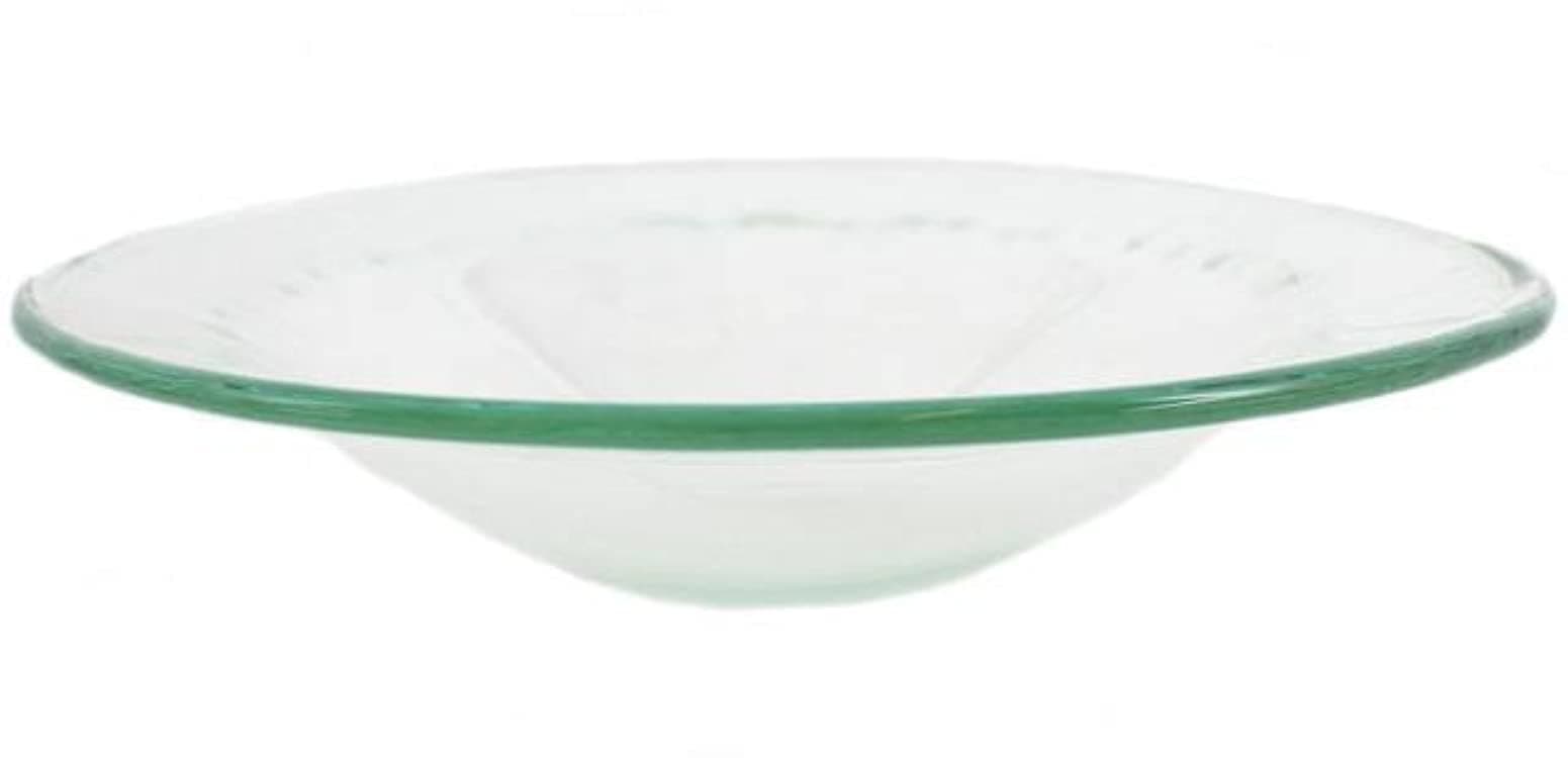 Magical Gift Store Premium White & Green Spare Glass Dish for Oil Burners - 2.4cm x 11.5cm (1 Pc) Universal Fit, Durable & Heat-Resistant Glass - Perfect for Home & Office