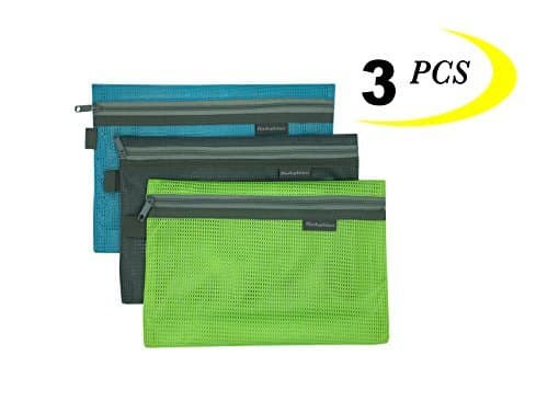 Mesh Zipper Bags, 3 PCS, Water-Resistant A4 Paper File Storage Office Document Bags Document File Pocket Students Files Category Bag Suitable for A4 Paper / 3 Pieces (A5)