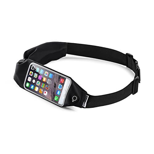 Top Fit Running Belt for Men + Women, Dual Pockets with Touch Screen, Holds All iPhones + Accessories, Completely Comfortable Running Belt for Running or Hiking. New (Dual Bag)