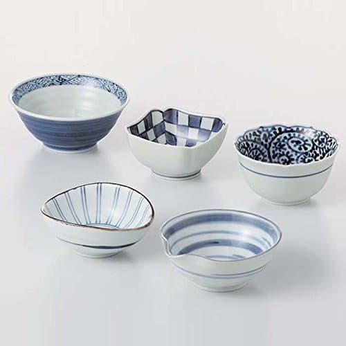 SaikaiToki 5 shapes 5 small Kozuke plates Aiya pattern from Japan 13345