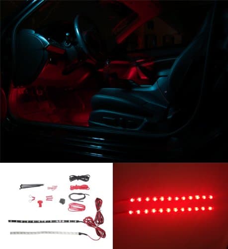 Red Vehicle Interior LED Light Kit - Under-Seat & Under-Dash Glow - Includes Lifetime Warranty