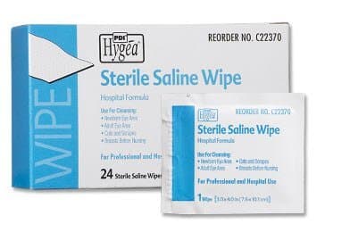 PDI Healthcare C22370 Hygea Sterile Saline Wipe, 6" x 4" Size (Pack of 576)