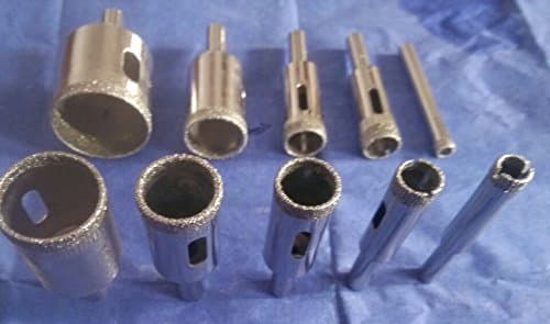 LoMix LOT 10 Pcs SET Diamond Hole Saw Drill Bit Set 3-12mm Granite Glass Tile - Tools 10 Piece Diamond Dust Hole SAW Drill BIT for Ceramic Tile Marble Rock Porcelain