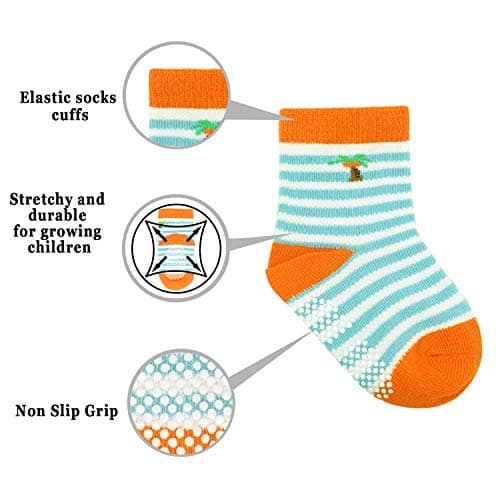 SkiBeaut Toddler Socks, Non Slip Kids Socks Boys Grips Socks Girls Grippy Soc...