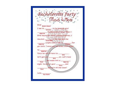 Bachelorette Mad Libs Game - Bachelorette Party Game - DIY Printable – Diamond Ring - Blue and Red – Hen Party Games, Bachelorette Activity