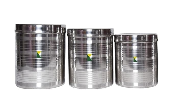 STAINLESS STEEL CONTAINER 5 kg to 7 kg size 3 pcs steel dibba set - 7 L Steel Utility Container (Pack of 3, Silver)