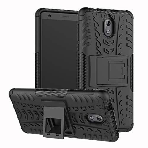 Lacass Nokia 3.1 Case, [Shockproof] Tough Rugged Dual Layer Protector Hybrid Case Cover with Kickstand Compatible with Nokia 3.1 (2018) (NOT for Nokia 3.1A / Nokia 3.1C)(Black)