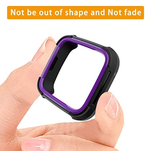 Landhoo Fitbit Versa Case Versa Lite Accessories, Landhoo Shock Proof Bumper Cover Scratch Resistant Protective Rugged Case Replacement for Fitbit Versa & Fitbit Versa Lite Edtion (Black/White)