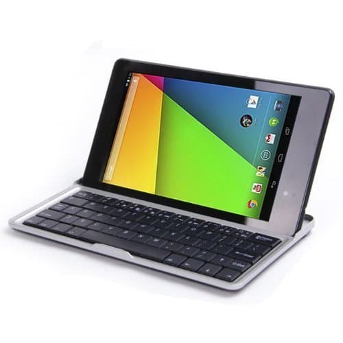 EVERSTAR Google Nexus 7 FHD 2nd Generation 2013 Ultra-thin Bluetooth Keyboard Case Cover Stand For Google Nexus 7 FHD 2nd Gen (SILVER)