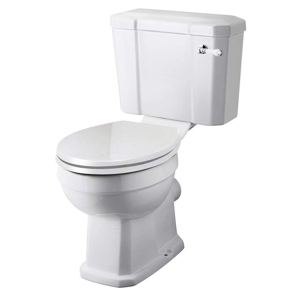 Milano Carlton - Traditional White Ceramic Close Coupled WC Toilet with Cistern and Soft Close Seat